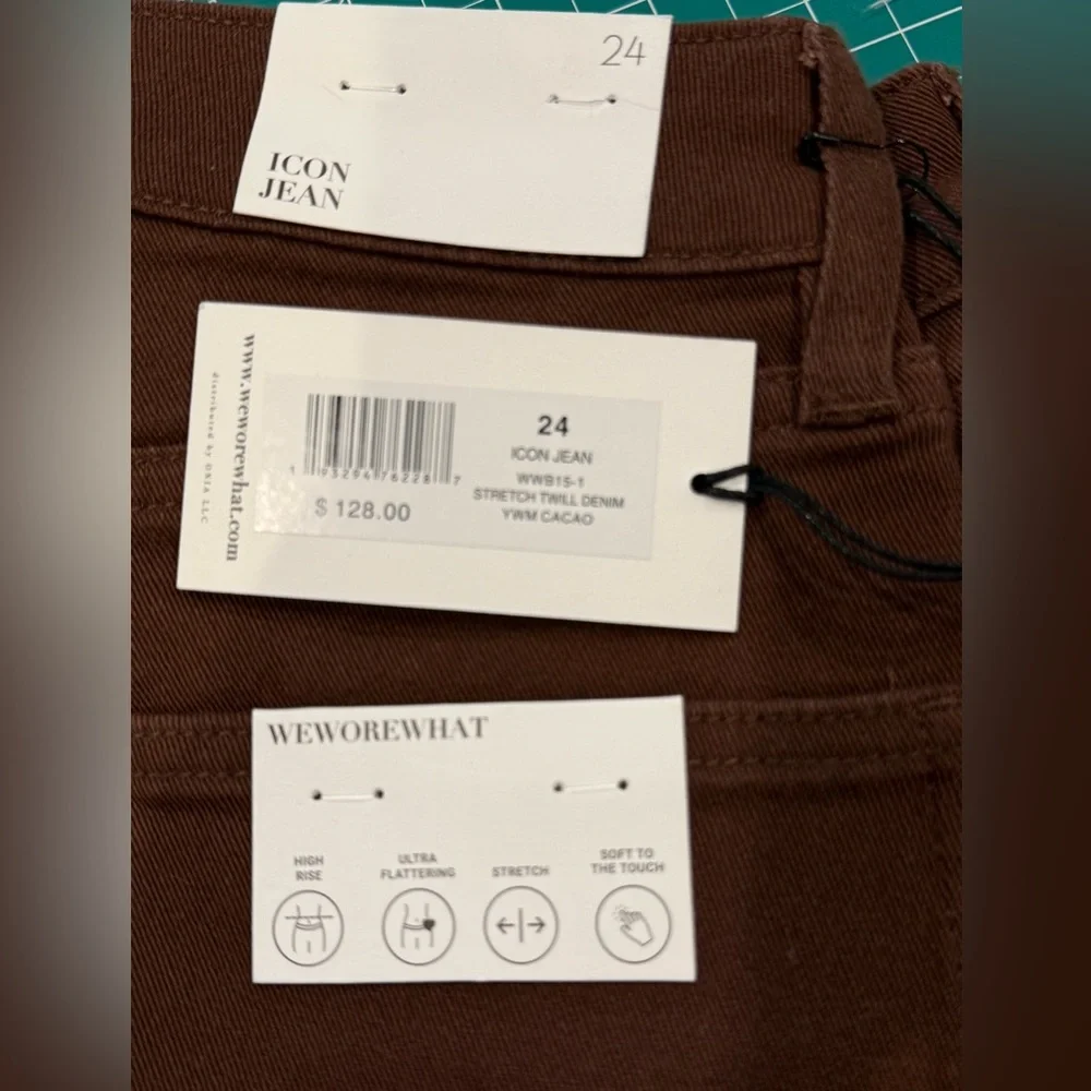 Weworewhat Icon Jean 24 Cacao Brown Straight Leg Denim NWT - Picture 4 of 9